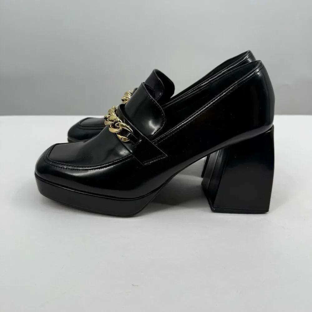 Dream Pairs Black Platform Loafers US 8.5 Chunky Academia Y2K Style Gothic